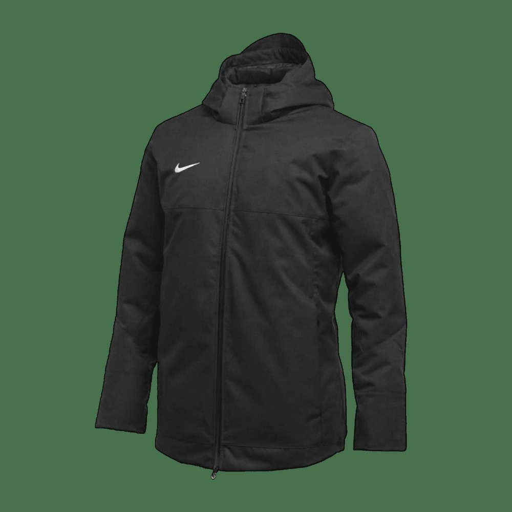 Mens Sz L Nike Team 550 Duck Down Parka Jacket Hooded Full Zip Black DJ6526-060